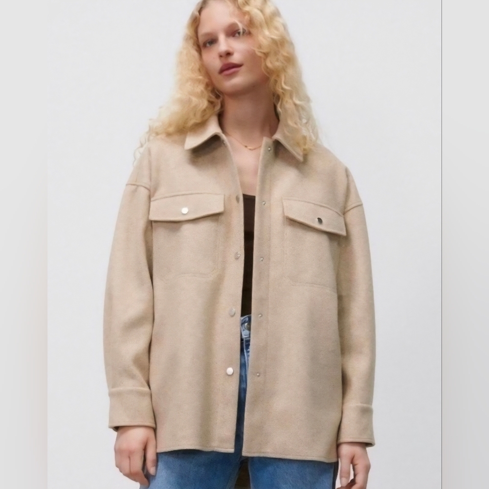 Zara Light Tan Button-Up Jacket